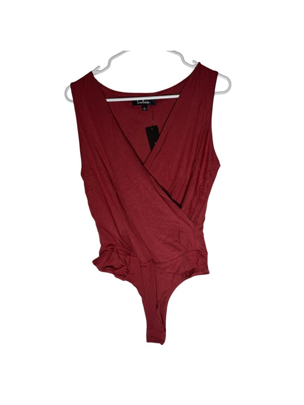Lulus Surplice Wrap Thong Bodysuit Red Size Large NWT
